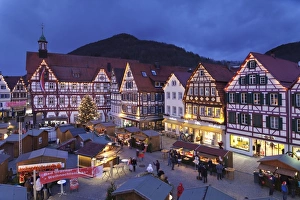Town Square Prints: Christmas Fair, Bad Urach, Swabian Alb, Baden Wurttemberg, Germany, Europe