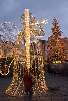 Images Dated 14th December 2007: Christmas market decorations at Staromestske (Old Town Square), Stare Mesto