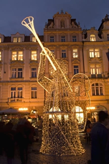 Images Dated 14th December 2007: Christmas market decorations at Staromestske (Old Town Square), Stare Mesto