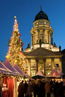 Cathedrals Prints: Christmas market, Gendarmenmarkt, Berlin, Germany, Europe