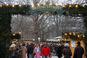Crowd Prints: Christmas market in Munich winter garden, Munich, Bavaria, Germany, Europe