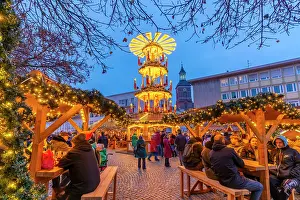 Friends Prints: Christmas Market stalls in the market square in Altstadt Spandau at dusk