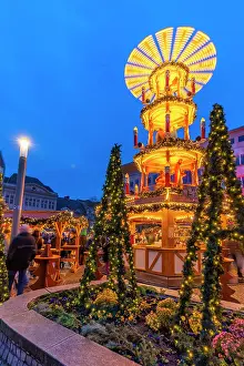 Vendors Prints: Christmas Market stalls in the market square in Altstadt Spandau at dusk
