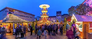 Friends Prints: Christmas Market stalls in the market square in Altstadt Spandau at dusk