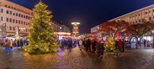 Goods Prints: Christmas Market stalls in the market square in Altstadt Spandau at dusk