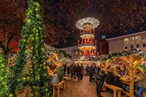 Friends Prints: Christmas Market stalls in the market square in Altstadt Spandau at dusk