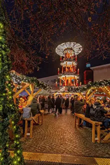 Friends Prints: Christmas Market stalls in the market square in Altstadt Spandau at dusk