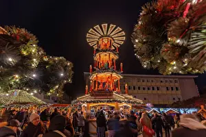 Vendors Prints: Christmas Market stalls in the market square in Altstadt Spandau at dusk