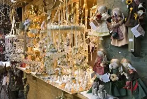 Christmas merchandise at stall of Christmas Stern Advent Markt, Salzburg, Austria, Europe