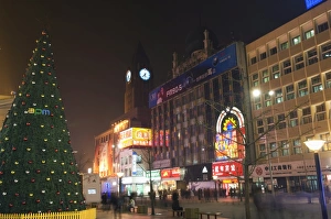 Images Dated 5th December 2007: Christmas tree decorations at Wangfujing shopping street, Beijing, China, Asia