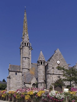 Cotes Darmor Prints: Chuch, town square, Ploumilliau, Cotes d Armor, Brittany, France, Europe