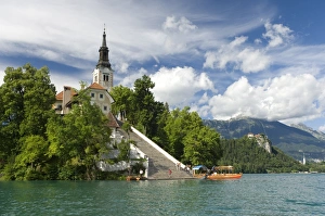 Slovenia Prints: Church of the Assumption, Bled Island, Lake Bled, Slovenia, Europe