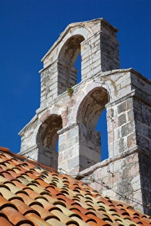 Roof Tile Prints: Church bell tower, Old Town, Budva, Montenegro, Europe