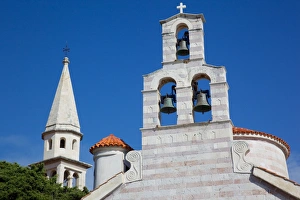Church bell tower, Old Town, Budva, Montenegro, Europe
