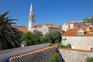 Budva Prints: Church belltower from City Wall, Old Town, Budva, Montenegro, Europe