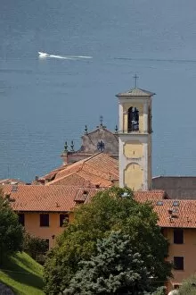 Images Dated 18th August 2011: Church belltower, Sulzano, Lake Iseo, Lombardy, Italian Lakes, Italy, Europe