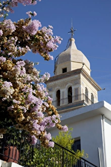 Zakynthos Prints: Church belltower in a village near Vanato, Zakynthos, Ionian Islands, Greek Islands