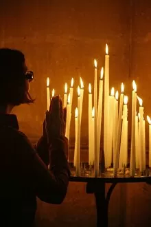 Church candles, Reims cathedral, Reims, Marne, France, Europe
