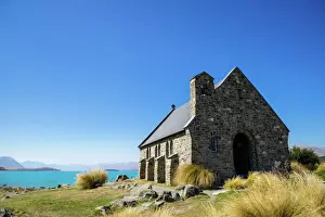 Quaint Prints: Church of the Good Shepherd, an old church overlooking turquoise blue Lake Tekapo