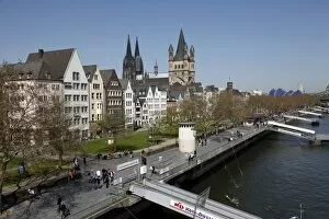 Images Dated 18th April 2010: Church of Great Saint Martin, Cathedral and River Rhine, Cologne, North Rhine Westphalia