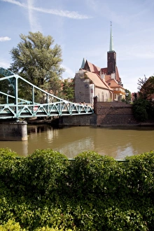 Silesia Prints: Church of the Holy Cross from Piasek Island, Old Town, Wroclaw, Silesia, Poland, Europe