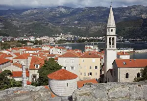 Budva Prints: Church of the Holy Trinity, St. Johns Church and the rooftops of Budva old town