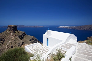 Imerovigli Prints: Church at Imerovigli, Santorini, Cyclades, Greek Islands, Greece, Europe