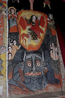 Church interior, Kebran Gabriel monastery, Lake Tana, Ethiopia, Africa