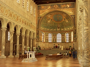 Church interior with mosaics showing the transfiguration
