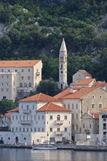 Perast Prints: Church of Our Lady of the Rosary lit by early morning light