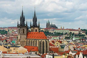 Spires Prints: Church of Our Lady Before Tyn and Prague Castle as seen from Powder Tower