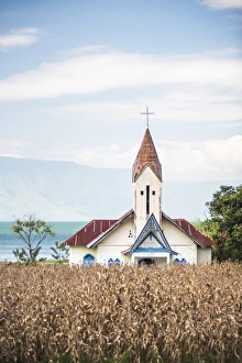 Lake Toba Prints: Church at Lake Toba (Danau Toba), North Sumatra, Indonesia, Southeast Asia, Asia