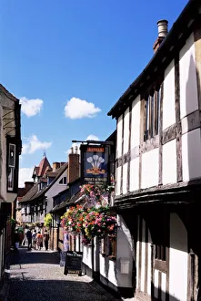 Narrow Prints: Church Lane, Ledbury, Herefordshire, England, United Kingdom, Europe