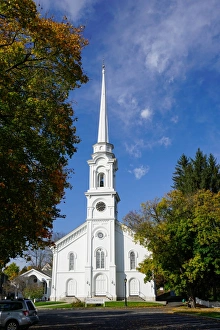 Clock Prints: Church in Lee, The Berkshires, Massachusetts, New England, United States of America