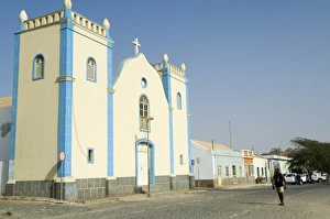Sal Rei Prints: Church in main square, Sal Rei, Boa Vista, Cape Verde Islands, Africa