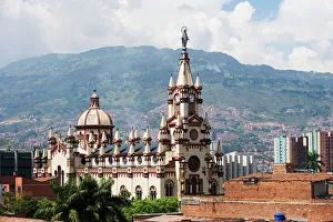 Colombia Prints: Church in Medellin, Colombia, South America