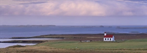 Images Dated 28th June 2009: Church at Narfeyri, view over Breidafjordur (Hvammsfjordur), West Iceland