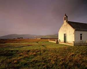 Shetland Prints: Church at North Roe in morning light