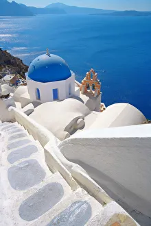 Santorini Prints: Church in Oia, Santorini Island, Cyclades, Greek Islands, Greece, Europe