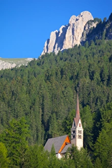 Stereotypically Italian Prints: Church overlooked by Ciampedie Mountains