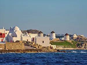 Windmills Prints: Church of Panagia Paraportiani and Windmills