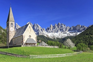 Odle Prints: The Church of Ranui and the Odle group in the background, St. Magdalena, Funes Valley