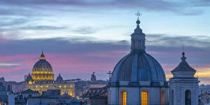 Domed Gallery: Church of San Salvatore in Lauro and St. Peters Basilica beyond, Ponte, Rome, Lazio