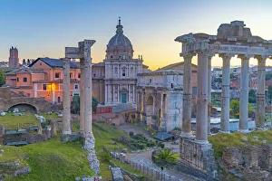 Domed Gallery: Church of Santi Luca e Martina and Septimius Severus Arch (Arco di Settimio Severo)