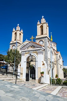 Railings Prints: Church in Sianna village, Rhodes, Dodecanese Islands, Greek Islands, Greece, Europe