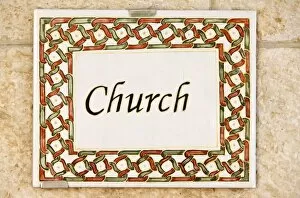 Church sign, Emmaus Nicopolis, Israel, Middle East
