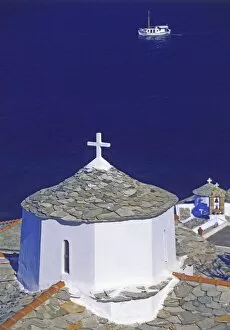 Church on Skopelos Island, Greek Islands, Greece, Europe