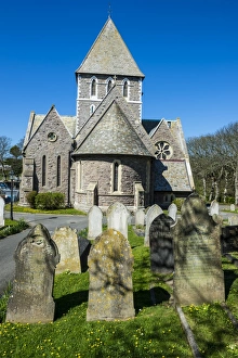 Gravestone Prints: The church of St. Anne, Alderney, Channel Islands, United Kingdom, Europe