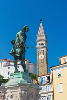 Primorska Prints: Church of St. George and Giuseppe Tartini statue