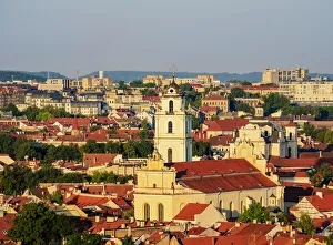 Vilnius Prints: Church of St. Johns at sunrise, elevated view, Vilnius, Lithuania, Europe